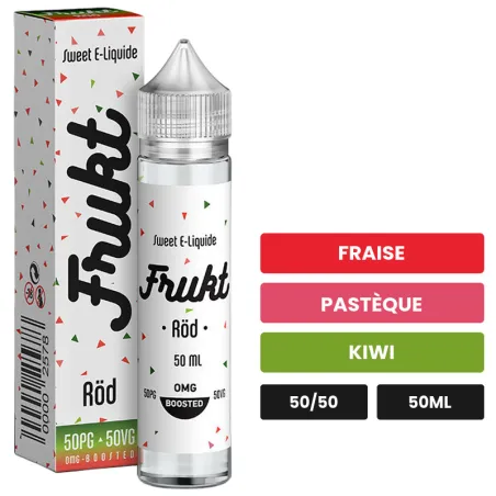 E-liquide Rod de Savourea, 50 ml, saveurs fraise, pastèque et kiwi.