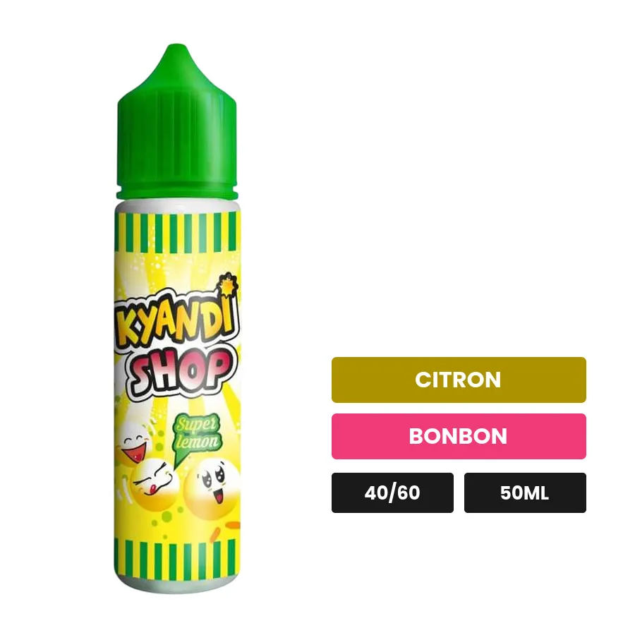 E-liquide Super Lemon de Kyandi Shop, 50 ml, saveurs citron et bonbon.
