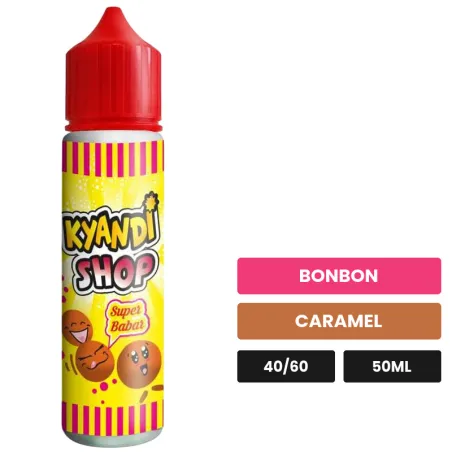 E-liquide Super Babar de Kyandi Shop, 50 ml, saveurs bonbon et caramel.