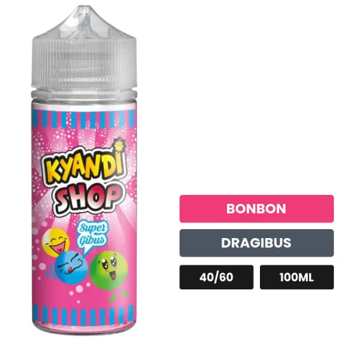 E-liquide Super Gibus de Kyandi Shop, 100 ml, saveurs bonbon et dragibus, sans nicotine — prêt à booster de nicotine.