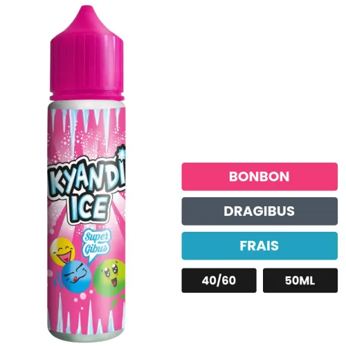 E-liquide Super Gibus Ice de Kyandi Shop, 50 ml, saveurs bonbon, dragibus et frais, sans nicotine — prêt à booster de.