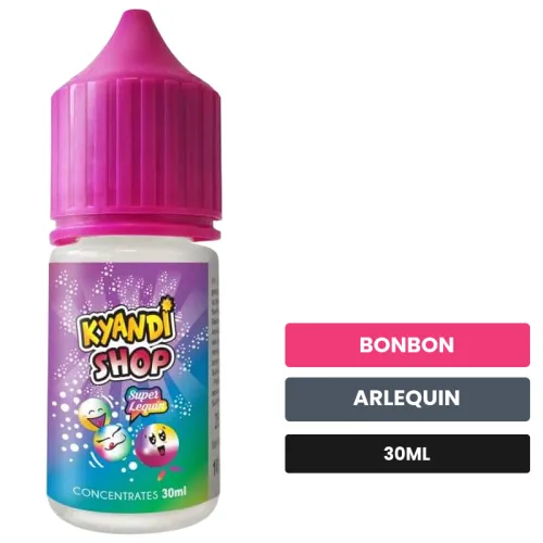 Arome concentre Super Lequin de Kyandi Shop, 30 ml, saveurs bonbon et arlequin, sans nicotine — arôme à diluer de nicotine.