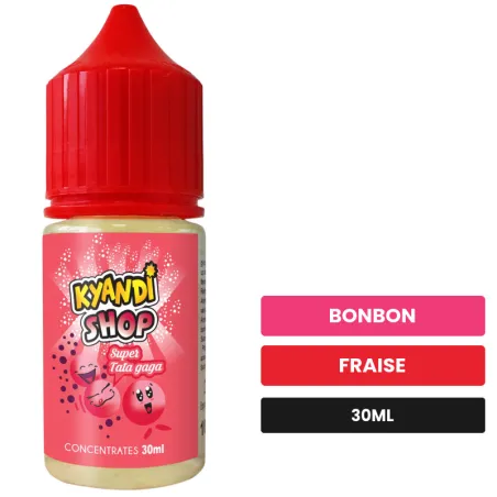 Arome concentre Super Tata Gada de Kyandi Shop, 30 ml, saveurs bonbon et fraise, sans nicotine — arôme à diluer de nicotine.