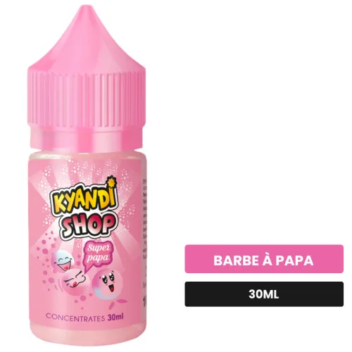 Arome concentre Super Papa de Kyandi Shop, 30 ml, saveur barbe à papa, sans nicotine — arôme à diluer de nicotine.