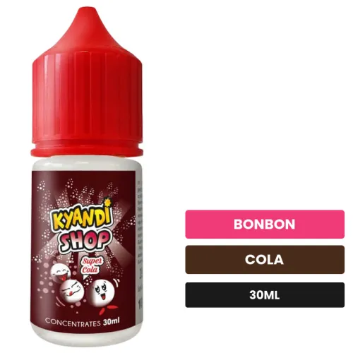 Arome concentre Super Cola de Kyandi Shop, 30 ml, saveurs bonbon et cola, sans nicotine — arôme à diluer de nicotine.