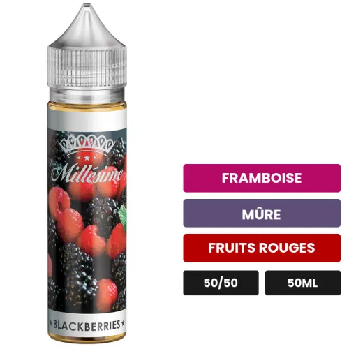 E-liquide Blackberries de Millésime, 50 ml, saveurs framboise, mûre et fruits rouges, sans nicotine — prêt à booster de.