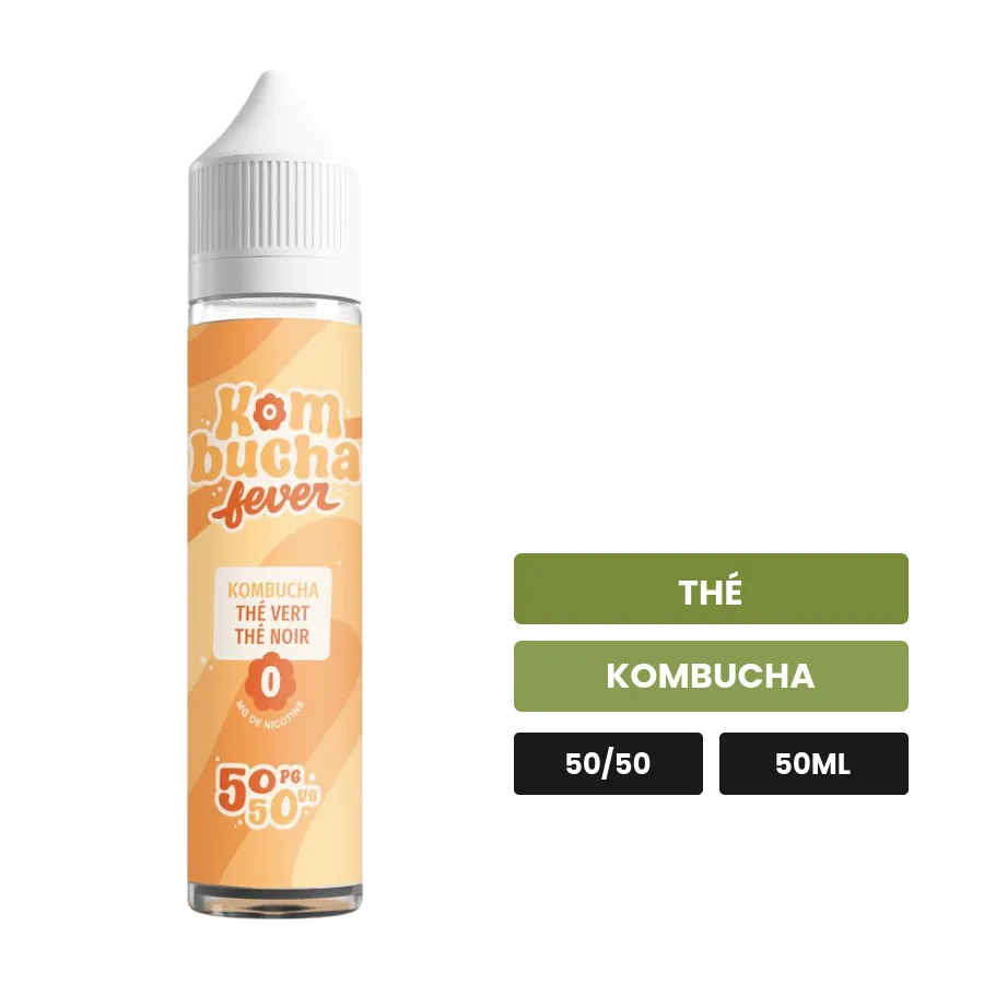 E-liquide Kombucha Thé Vert Thé Noir de Kombucha Fever, 50 ml, saveurs thé et kombucha.