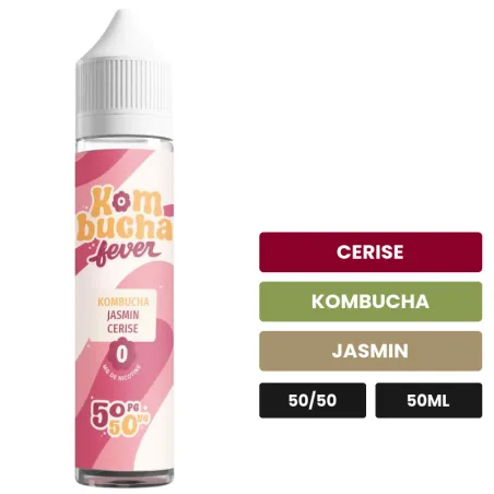 E-liquide Jasmin Cerise de Kombucha Fever, 50 ml, saveurs cerise, kombucha et jasmin.