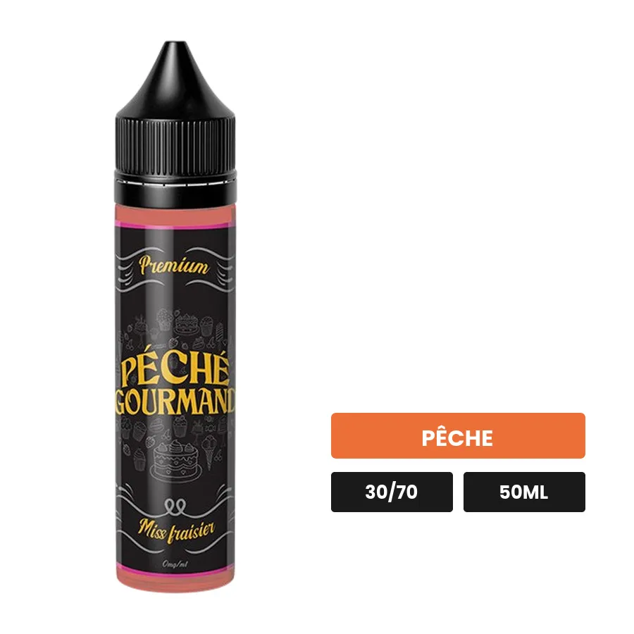 E-liquide Miss Fraisier Péché Gourmand d'O'Jlab, 50 ml, saveur pêche.