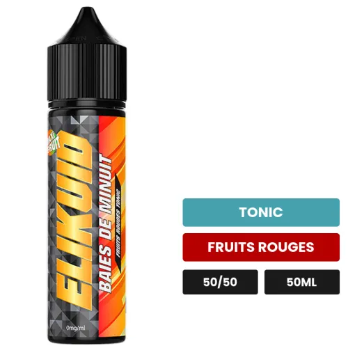 E-liquide Baies De Minuit d'O'Jlab, 50 ml, saveurs tonic et fruits rouges, sans nicotine — prêt à booster de nicotine.