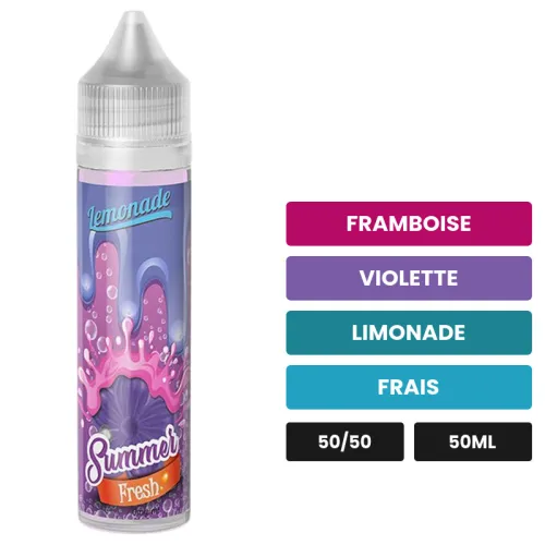 E-liquide Summer Purple Lemonade d'O'Jlab, 50 ml, saveurs framboise, violette, limonade et 1 autre, sans nicotine — prêt à.