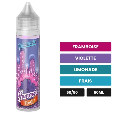 E-liquide Summer Purple Lemonade d'O'Jlab, 50 ml, saveurs framboise, violette, limonade et 1 autre, sans nicotine — prêt à.