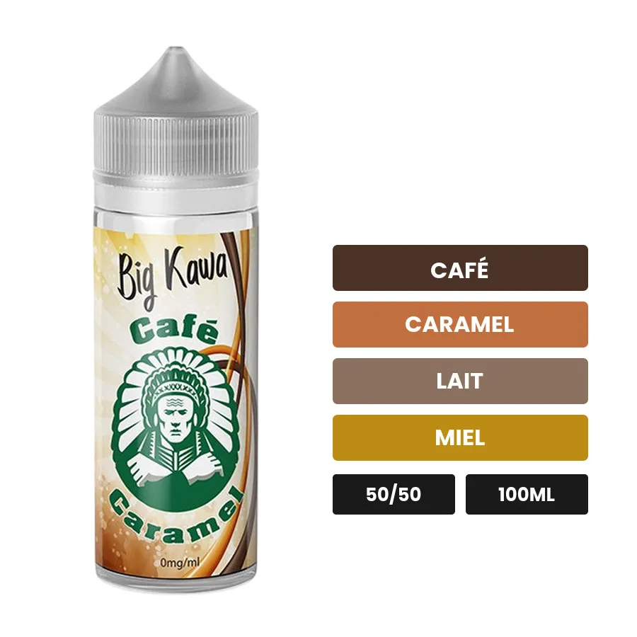 E-liquide Big Kawa d'O'Jlab, 100 ml, saveurs café, caramel, lait et 1 autre, sans nicotine — prêt à booster de nicotine.