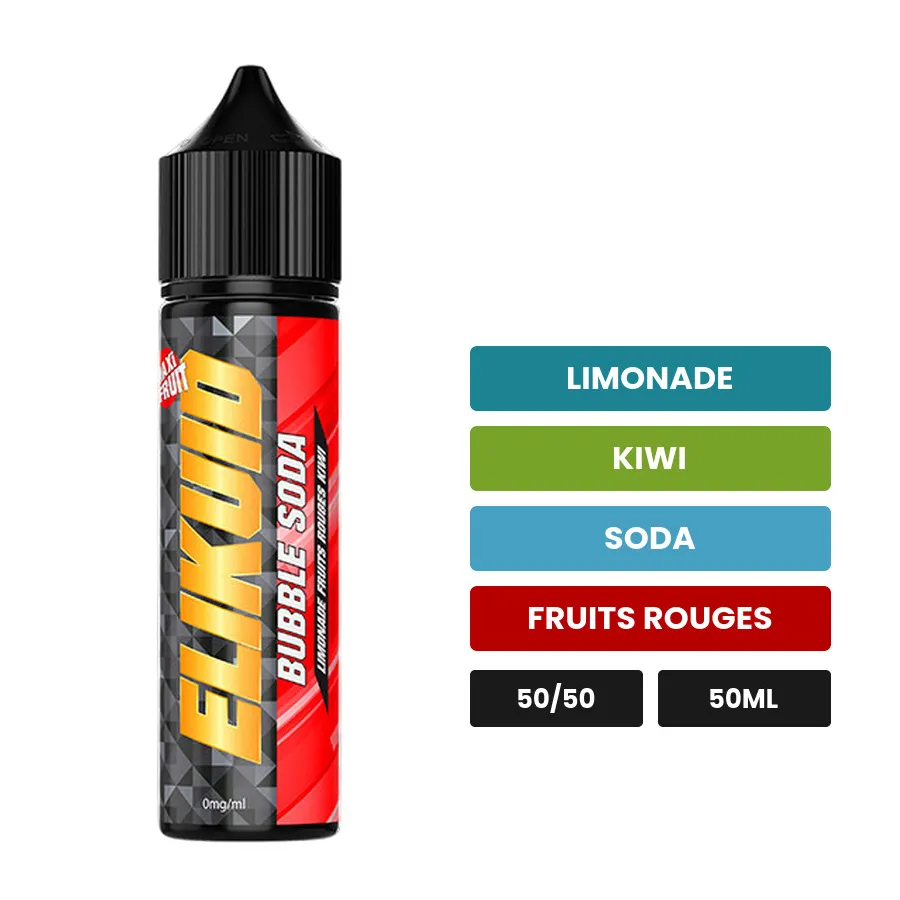 E-liquide Bubble Soda d'O'Jlab, 50 ml, saveurs limonade, kiwi, soda et 1 autre, sans nicotine — prêt à booster de nicotine.