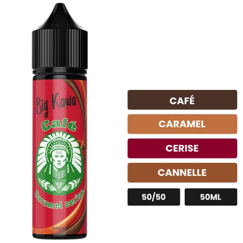 E-liquide Big Kawa Cerise d'O'Jlab, 50 ml, saveurs café, caramel, cerise et 1 autre, sans nicotine — prêt à booster de.