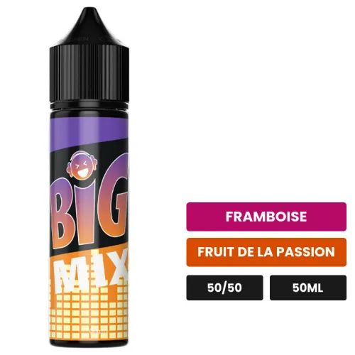 E-liquide Framboise Passion Big Mix d'O'Jlab, 50 ml, saveurs framboise et fruit de la passion.