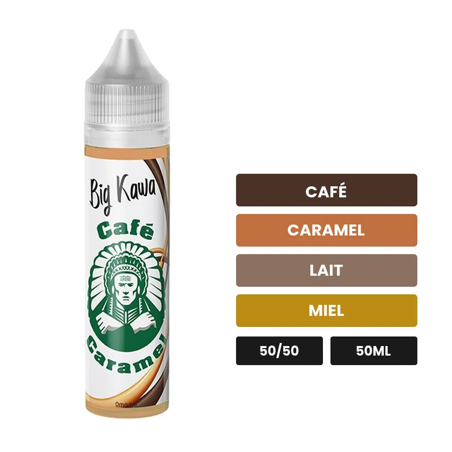 E-liquide Big Kawa d'O'Jlab, 50 ml, saveurs café, caramel, lait et 1 autre, sans nicotine — prêt à booster de nicotine.