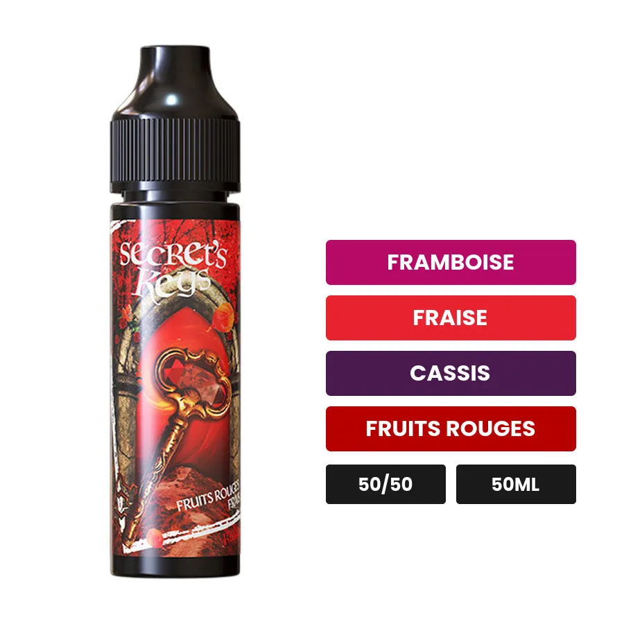 E-liquide Red Key de Secret's Lab, 50 ml, saveurs framboise, fraise, cassis et 2 autres, sans nicotine — prêt à booster de.