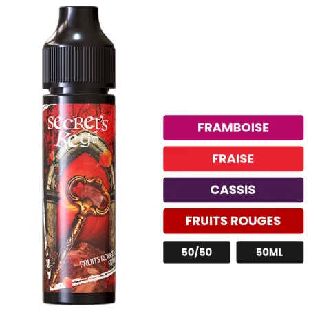 E-liquide Red Key de Secret's Lab, 50 ml, saveurs framboise, fraise, cassis et 2 autres, sans nicotine — prêt à booster de.