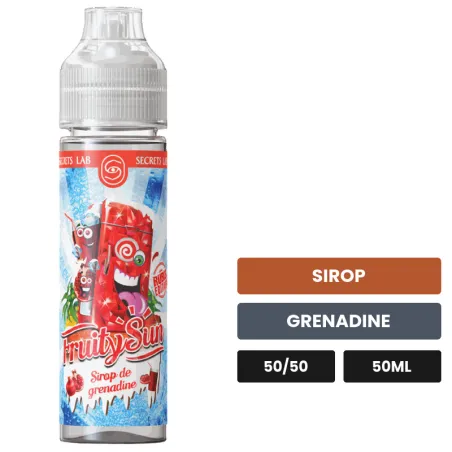 E-liquide Sirop De Grenadine Fruity Sun Edition Rubis de Secret's Lab, 50 ml, saveurs sirop et grenadine.