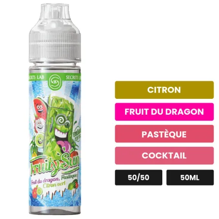 E-liquide Fruit Du Dragon Pastèque Citron Vert Fruity Sun Emeraude Edition de Secret's Lab, 50 ml, saveurs citron, fruit du.
