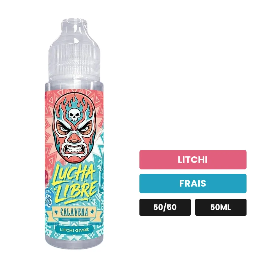 E-liquide Calavera de Lucha Libre, 50 ml, saveurs litchi et frais.