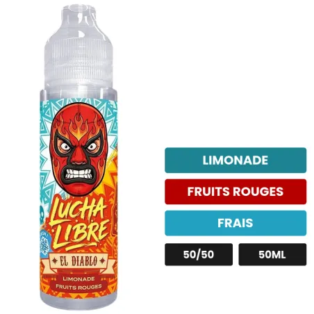 E-liquide El Diablo de Lucha Libre, 50 ml, saveurs limonade, fruits rouges et frais.