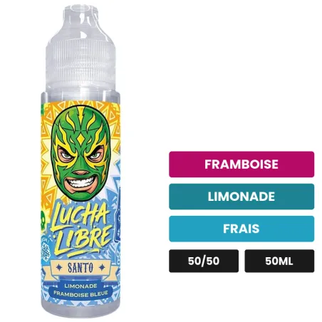 E-liquide Santo de Lucha Libre, 50 ml, saveurs framboise, limonade et frais.