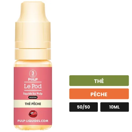 E-liquide Thé Pêche de Pulp, 10 ml, saveurs thé et pêche.