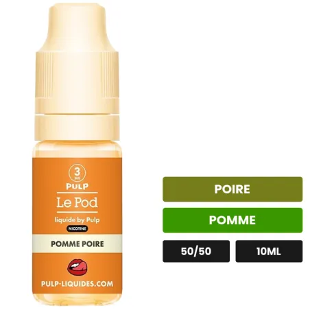 E-liquide Pomme Poire de Pulp, 10 ml, saveurs poire et pomme.