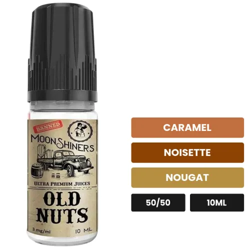 E-liquide Old Nuts de Le French Liquide, 10 ml, saveurs caramel, noisette et nougat.