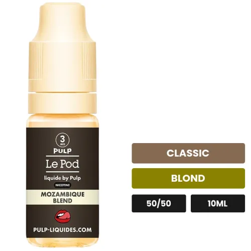 E-liquide Mozambique Blend de Pulp, 10 ml, saveurs classic et blond.