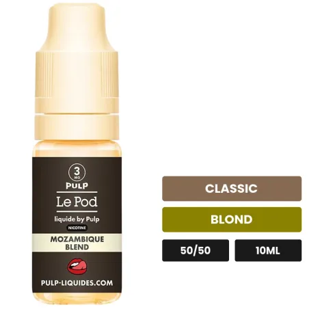 E-liquide Mozambique Blend de Pulp, 10 ml, saveurs classic et blond.