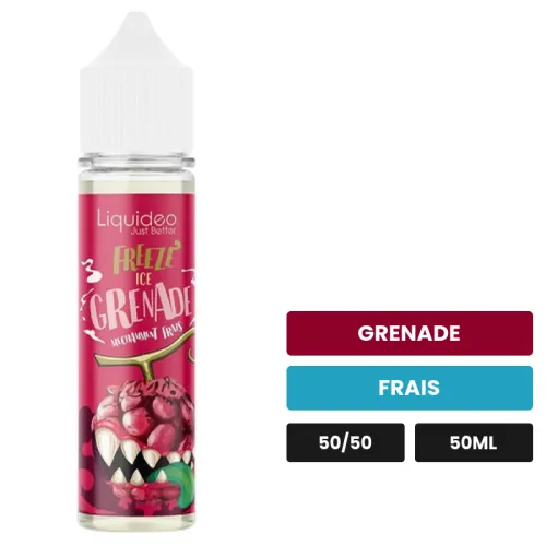 E-liquide Grenade de Liquideo, 50 ml, saveurs grenade et frais.