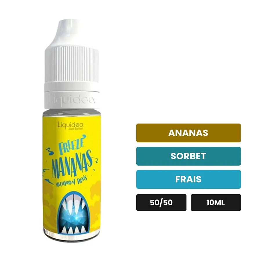 E-liquide Mananas de Liquideo, 10 ml, saveurs ananas, sorbet et frais.
