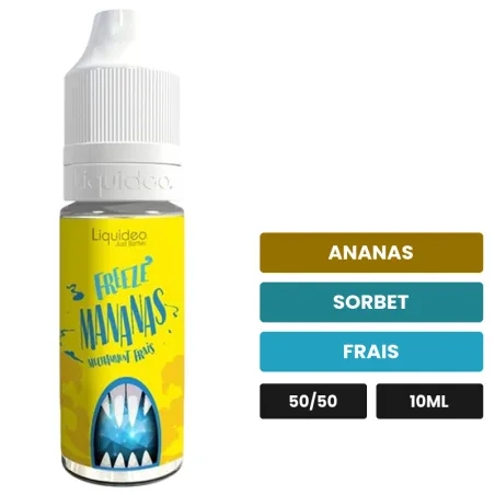 E-liquide Mananas de Liquideo, 10 ml, saveurs ananas, sorbet et frais.