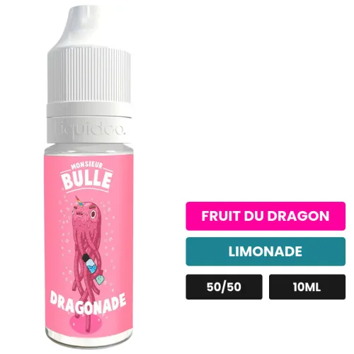 E-liquide Dragonade de Liquideo, 10 ml, saveurs fruit du dragon et limonade.