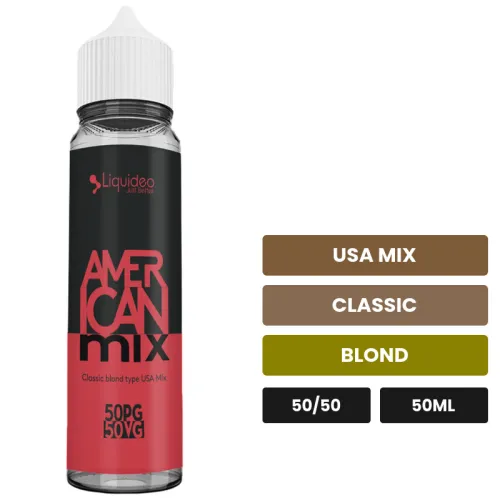 E-liquide American Mix de Liquideo, 50 ml, saveurs usa mix, classic et blond.