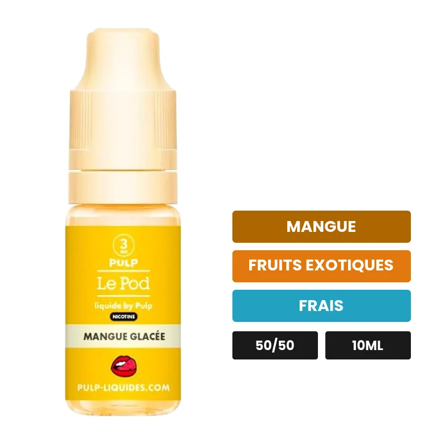 E-liquide Mangue Glacée de Pulp, 10 ml, saveurs mangue, fruits exotiques et frais.