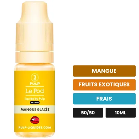 E-liquide Mangue Glacée de Pulp, 10 ml, saveurs mangue, fruits exotiques et frais.