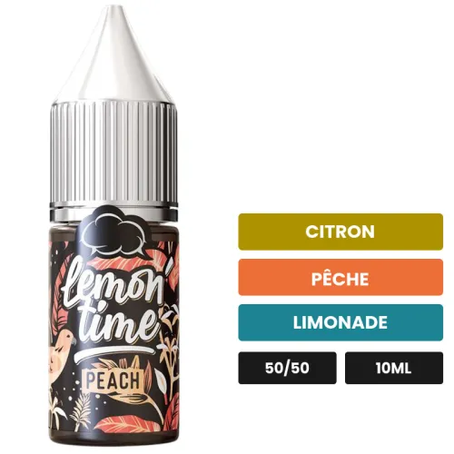 E-liquide Peach d'Eliquid France, 10 ml, saveurs citron, pêche et limonade.