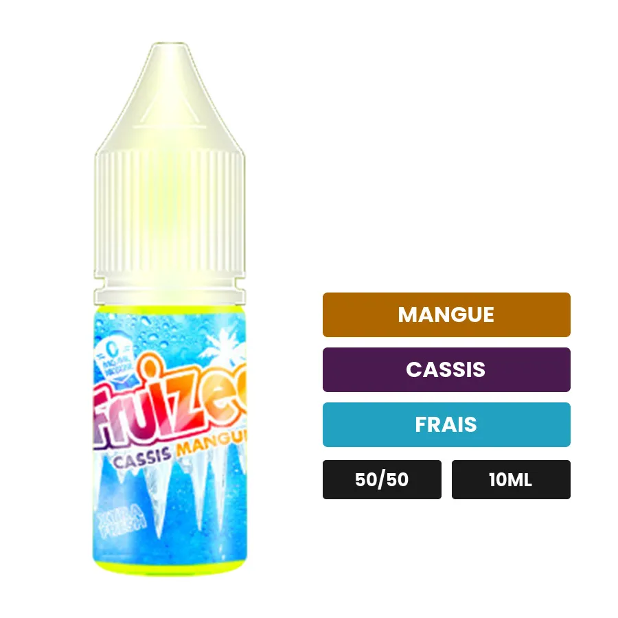 E-liquide Cassis Mangue d'Eliquid France, 10 ml, saveurs mangue, cassis et frais.