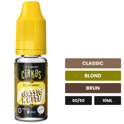 E-liquide Classic White de Vincent dans les vapes, 10 ml, saveurs classic, blond et brun.