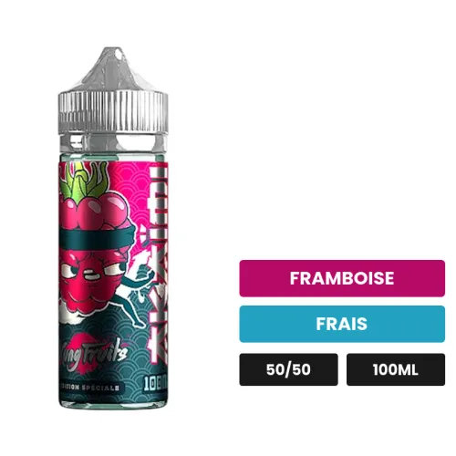 E-liquide Akaimi de Cloud Vapor, 100 ml, saveurs framboise et frais.