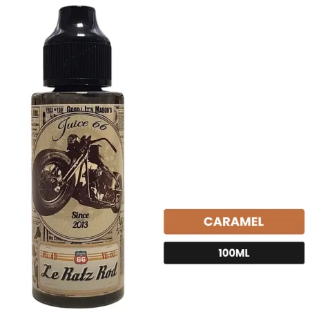 E-liquide Le Ratz Rod Vintage de Juice 66, 100 ml, saveur caramel.