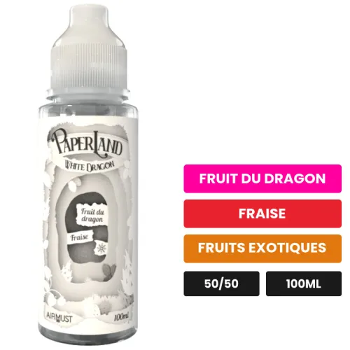 E-liquide White Dragon d'Airmust, 100 ml, saveurs fruit du dragon, fraise et fruits exotiques, sans nicotine — prêt à.