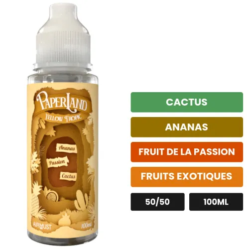 E-liquide Yellow Tropic d'Airmust, 100 ml, saveurs cactus, ananas, fruit de la passion et 1 autre, sans nicotine — prêt à.