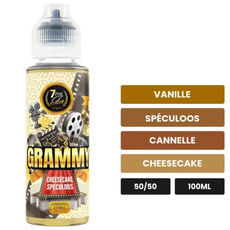 E-liquide Grammy de 7ème Art, 100 ml, saveurs vanille, spéculoos, cannelle et 1 autre, sans nicotine — prêt à booster de.