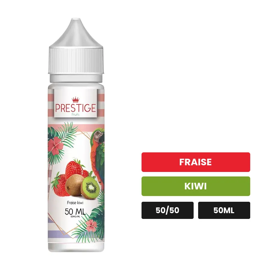 E-liquide Fraise Kiwi de Prestige Fruits, 50 ml, saveurs fraise et kiwi.