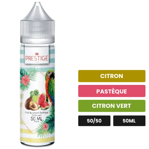 E-liquide Fruit Du Serpent Citron Vert Pastèque de Prestige Fruits, 50 ml, saveurs citron, pastèque et citron vert.